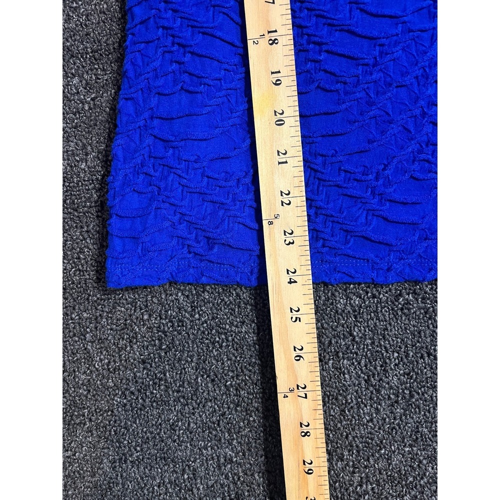 Liz Claiborne Career Royal Blue Textured Short Sleeve Scoop Neck Blouse XL - Picture 7 of 11
